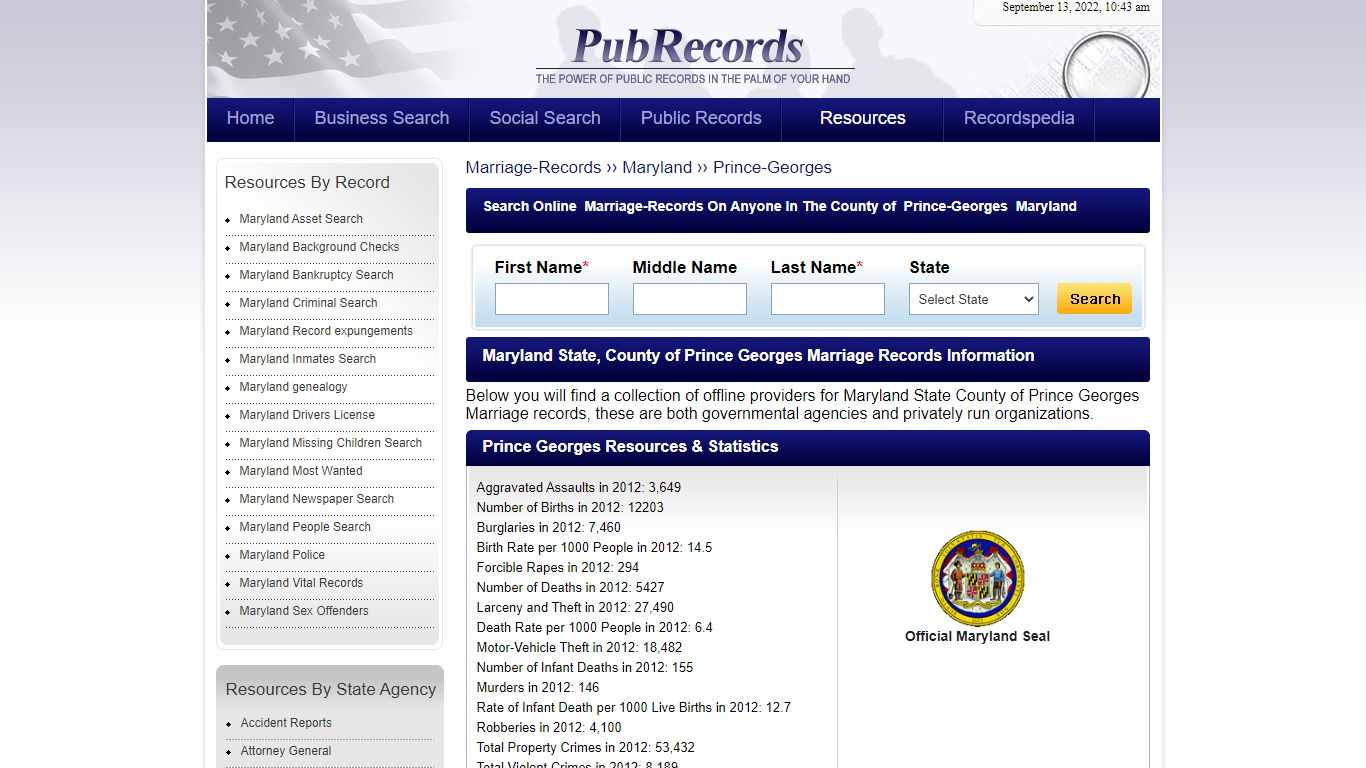 Prince Georges County, Maryland Marriage Records